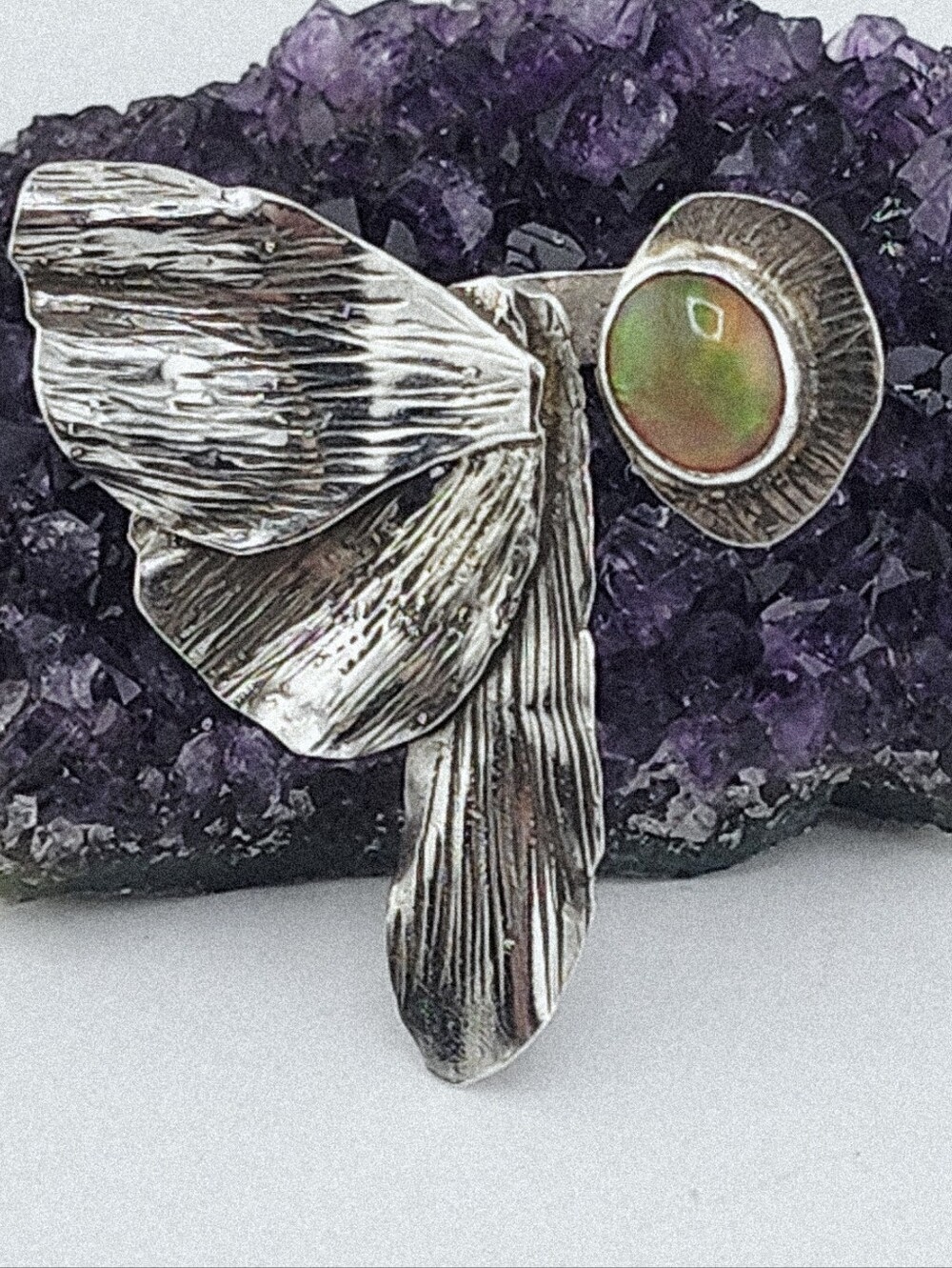 OPAL GEMSTONE BUTTERFLIE RING ADJUSTABLE SIZE FROM 7/9.5 - Picture 6 of 16